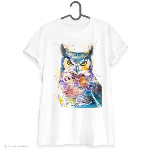 Horned Owl art T-shirt