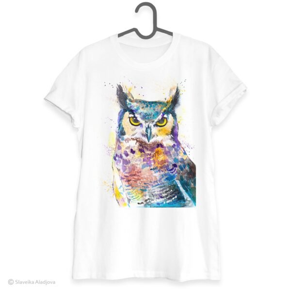 Horned Owl art T-shirt