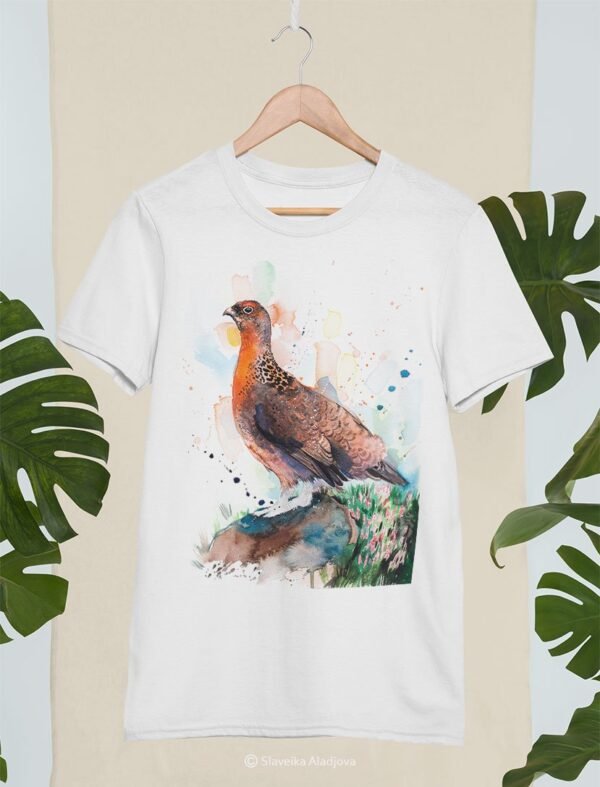 Red grouse art T-shirt