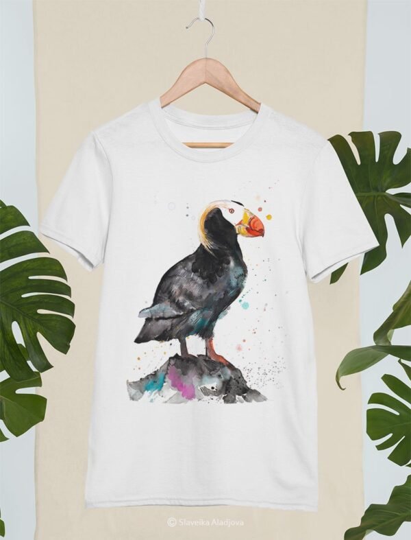 Tufted puffin art T-shirt