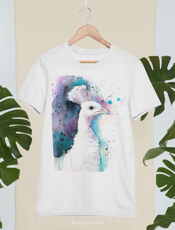 White Peacock art T-shirt