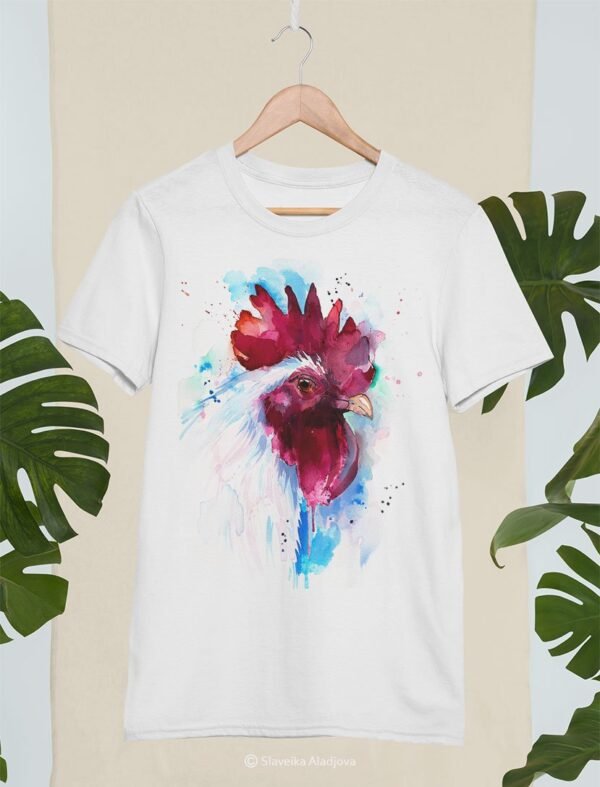 White Rooster art T-shirt