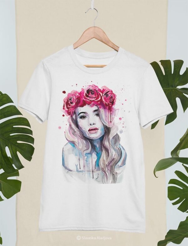 Rose crown girl art T-shirt