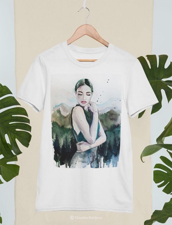 Mountain girl portrait art T-shirt