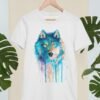 Blue wolf art T-shirt