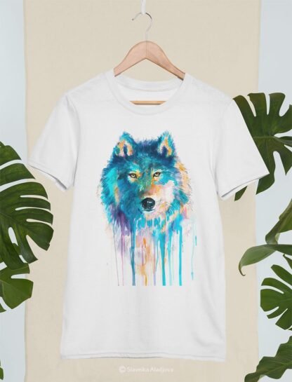 Blue wolf art T-shirt