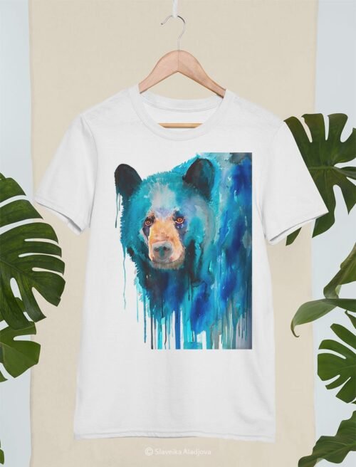 Blue American black bear art T-shirt