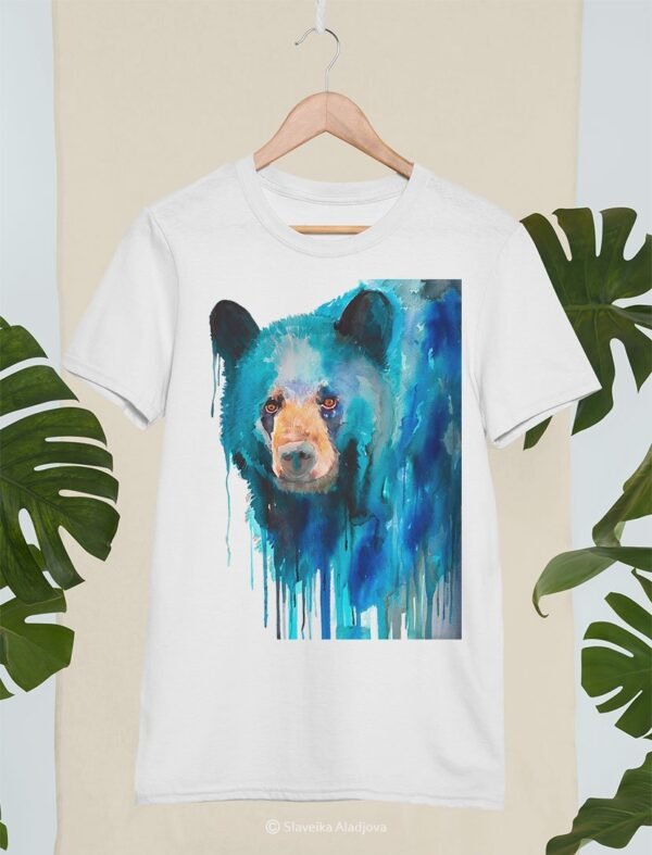 Blue American black bear art T-shirt