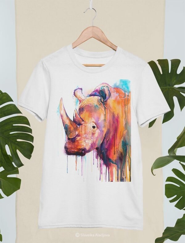 Colorful Rhino art T-shirt