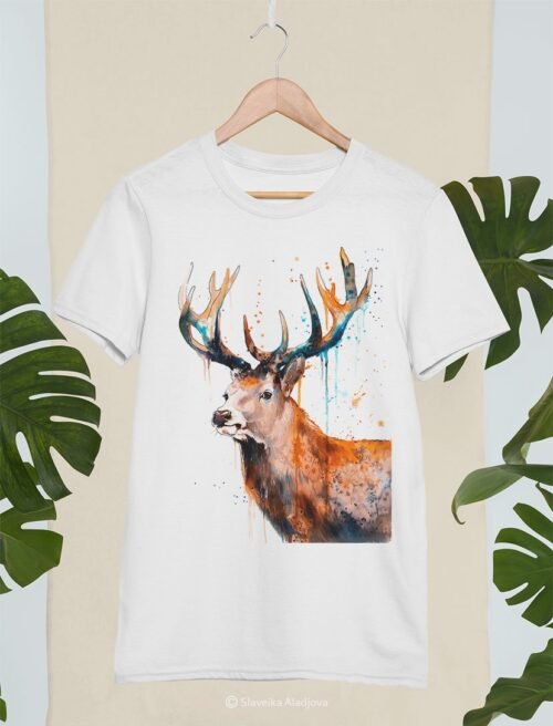 Red deer Stag art T-shirt