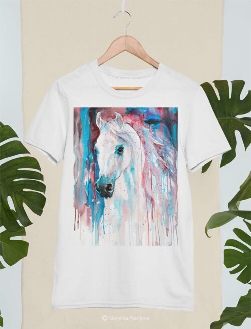 White horse art T-shirt