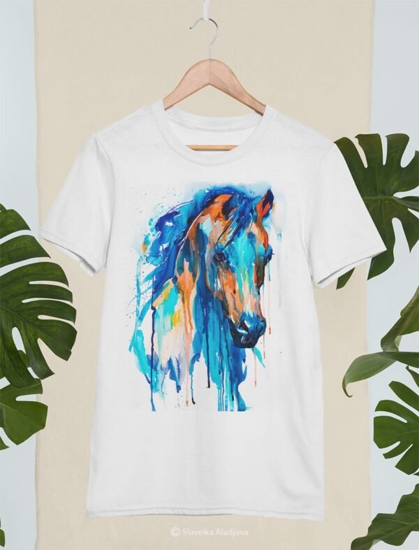 Blue Horse art T-shirt