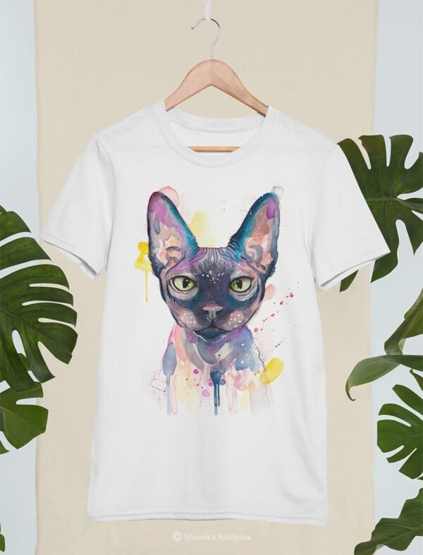 Sphynx cat art T-shirt