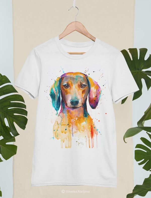 Red Dachshund art T-shirt