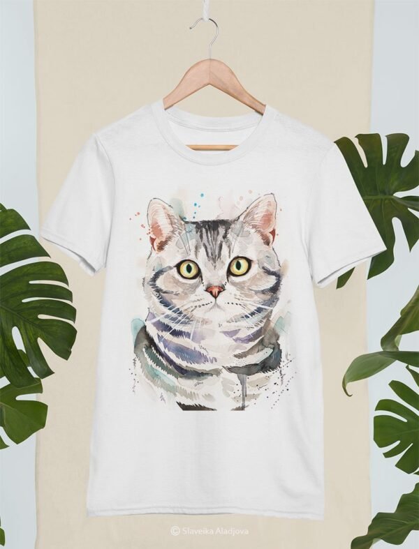 American shorthair cat art T-shirt