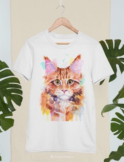 Maine Coon Cat Red Tabby art T-shirt