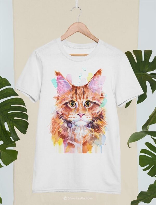 Maine Coon Cat Red Tabby art T-shirt