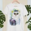 Black-and-white hawk-eagle art T-shirt