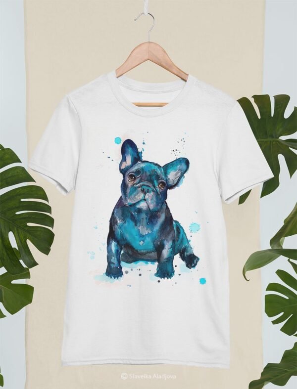 Black French Bulldog art T-shirt
