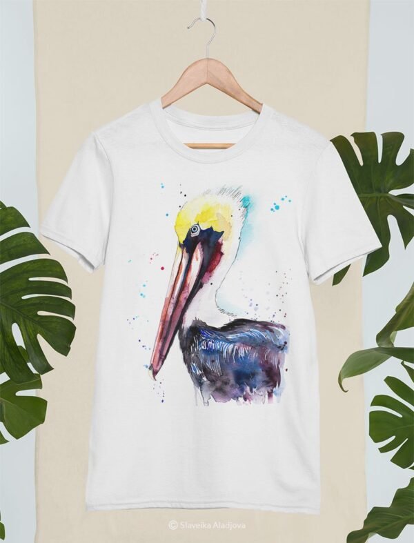 Brown pelican art T-shirt