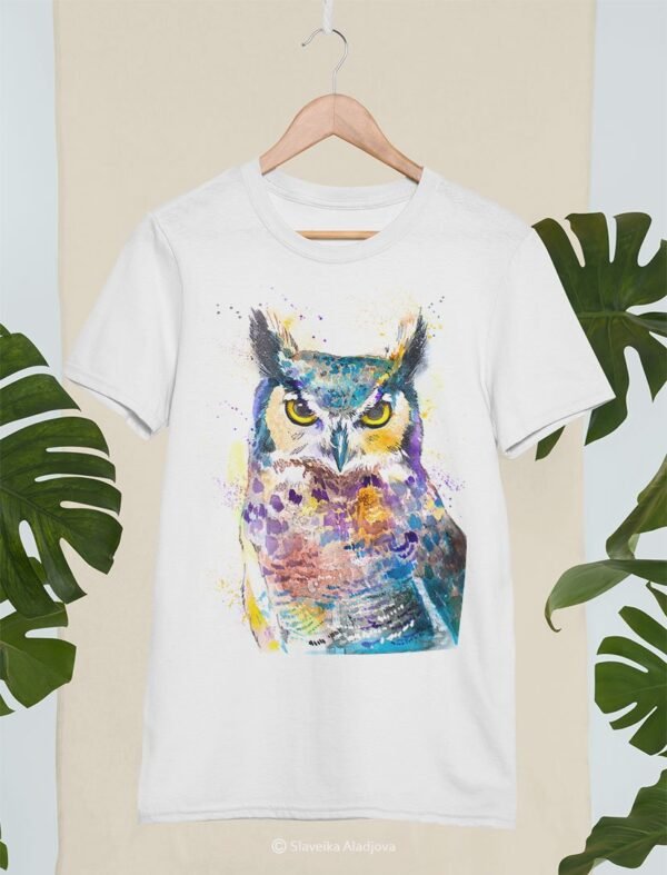 Horned Owl art T-shirt