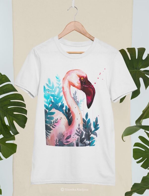 Lesser flamingo art T-shirt