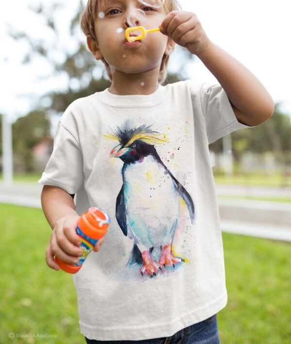 Rockhopper penguin art T-shirt