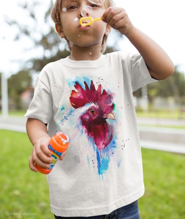 White Rooster art T-shirt
