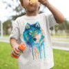 Blue wolf art T-shirt
