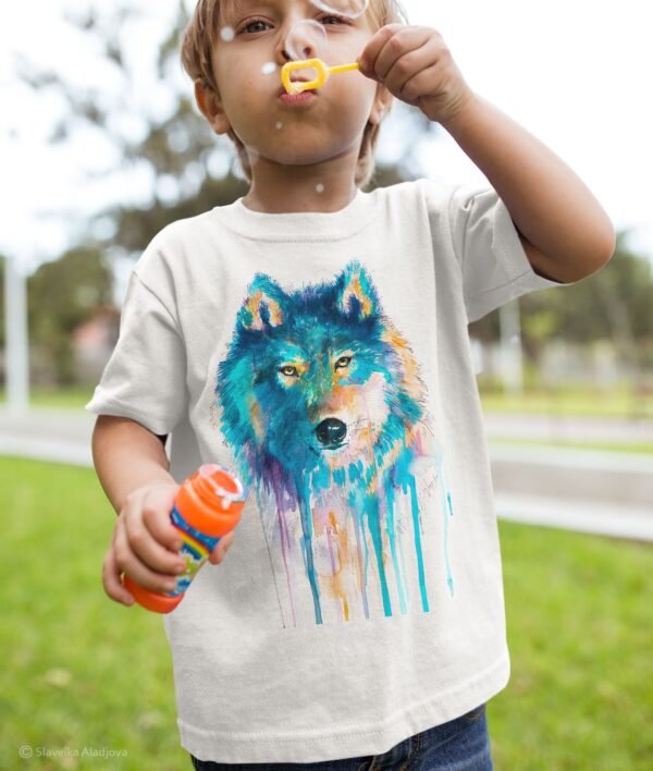 Blue wolf art T-shirt