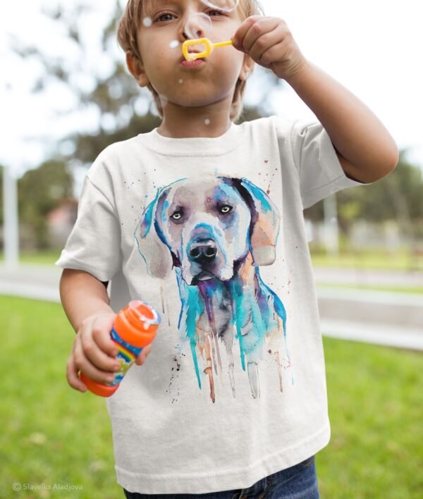 Blue Weimaraner art T-shirt