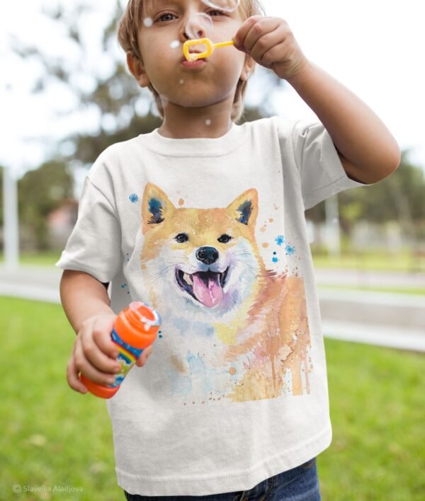 Cream Shiba Inu art T-shirt