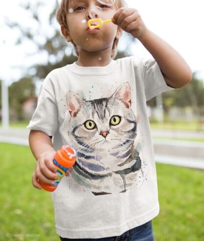 American shorthair cat art T-shirt