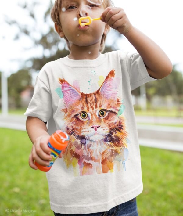 Maine Coon Cat Red Tabby art T-shirt
