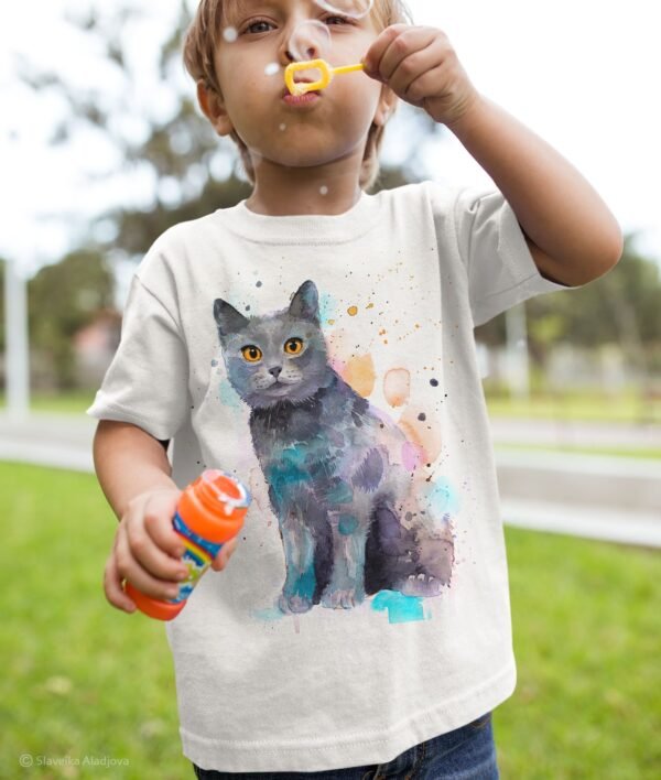 Chartreux cat art T-shirt