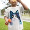 Black and white cat art T-shirt