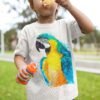 Blue and yellow macaw art T-shirt