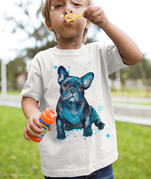 Black French Bulldog art T-shirt