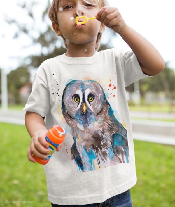 Great grey owl art T-shirt