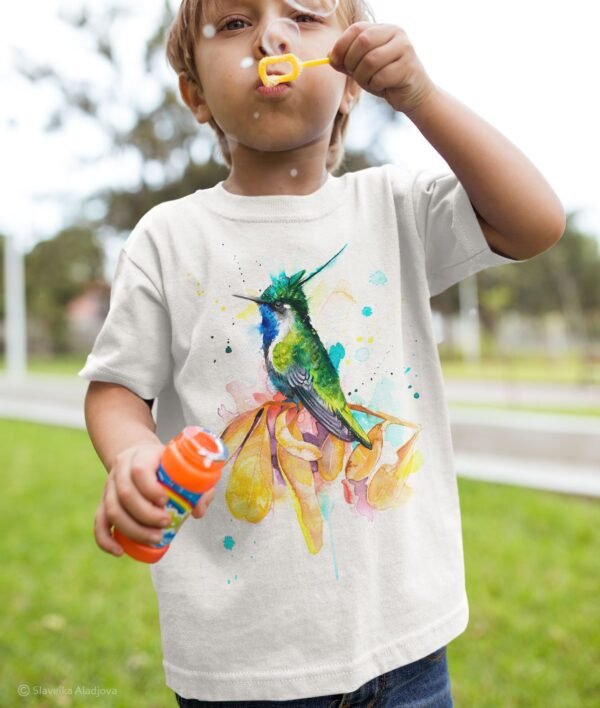 Green-crowned plover-crest hummingbird art T-shirt