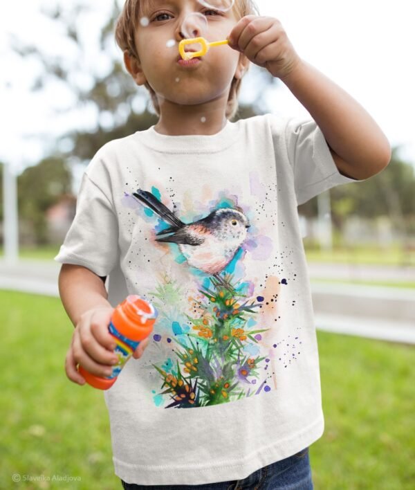 Long-tailed tit art T-shirt