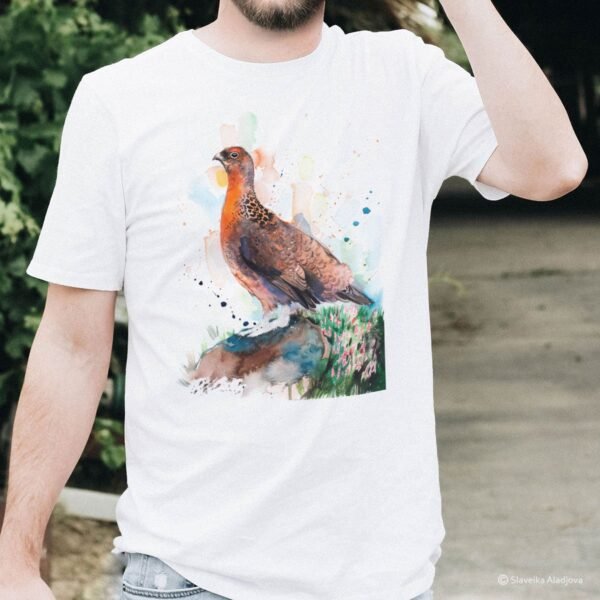 Red grouse art T-shirt
