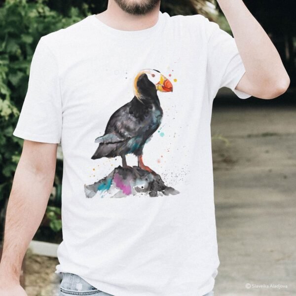 Tufted puffin art T-shirt
