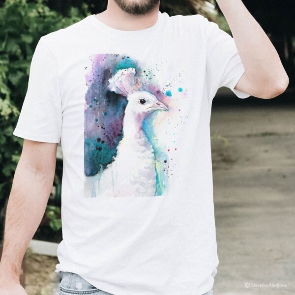 White Peacock art T-shirt