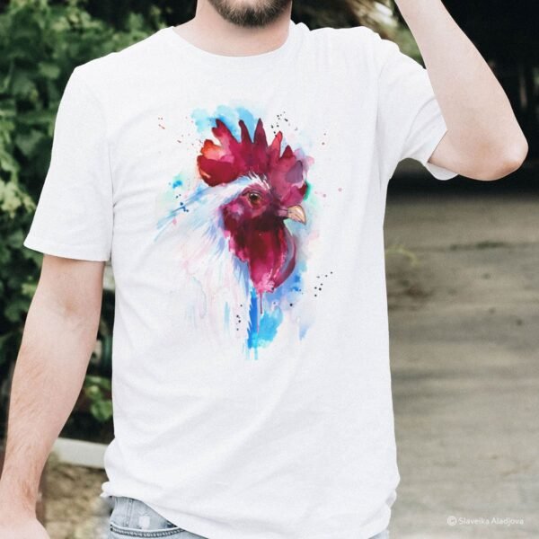 White Rooster art T-shirt