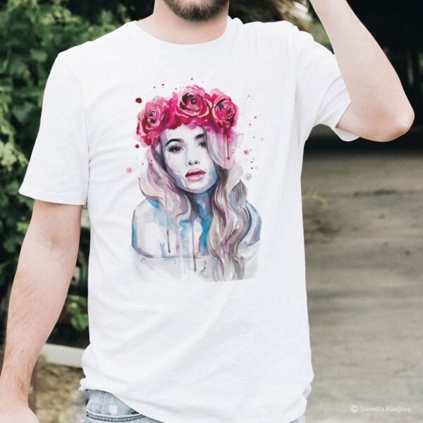 Rose crown girl art T-shirt