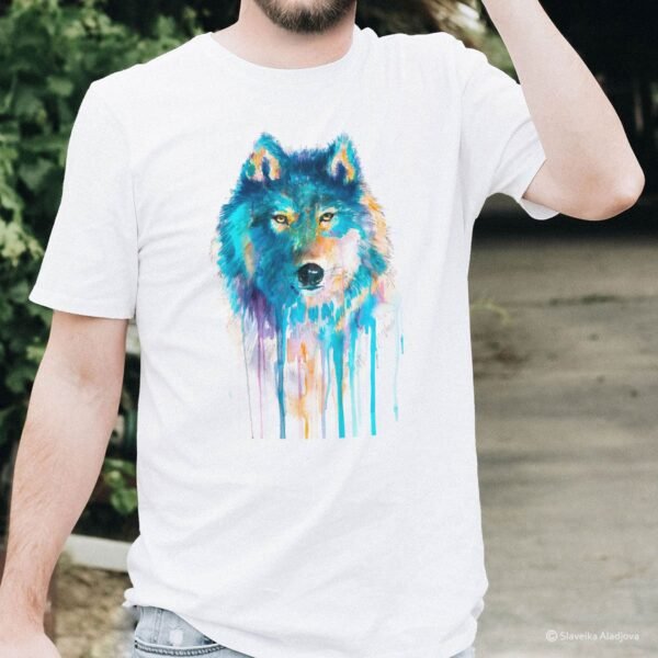 Blue wolf art T-shirt