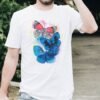 Blue and Red Butterfly art T-shirt