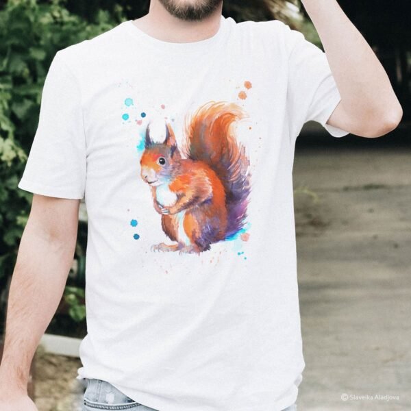 Red squirrel art T-shirt