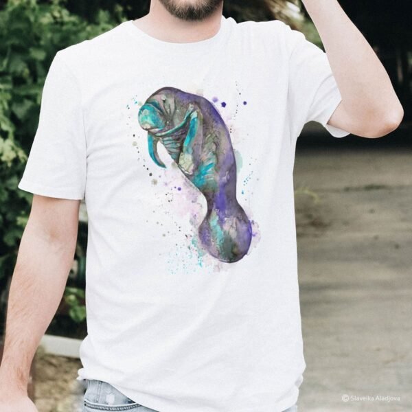 Blue manatee art T-shirt